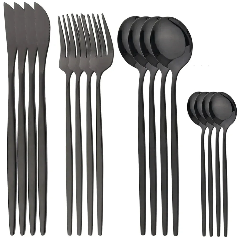 16 Piece Stainless Steel Dinnerware Set With Mirror Finish