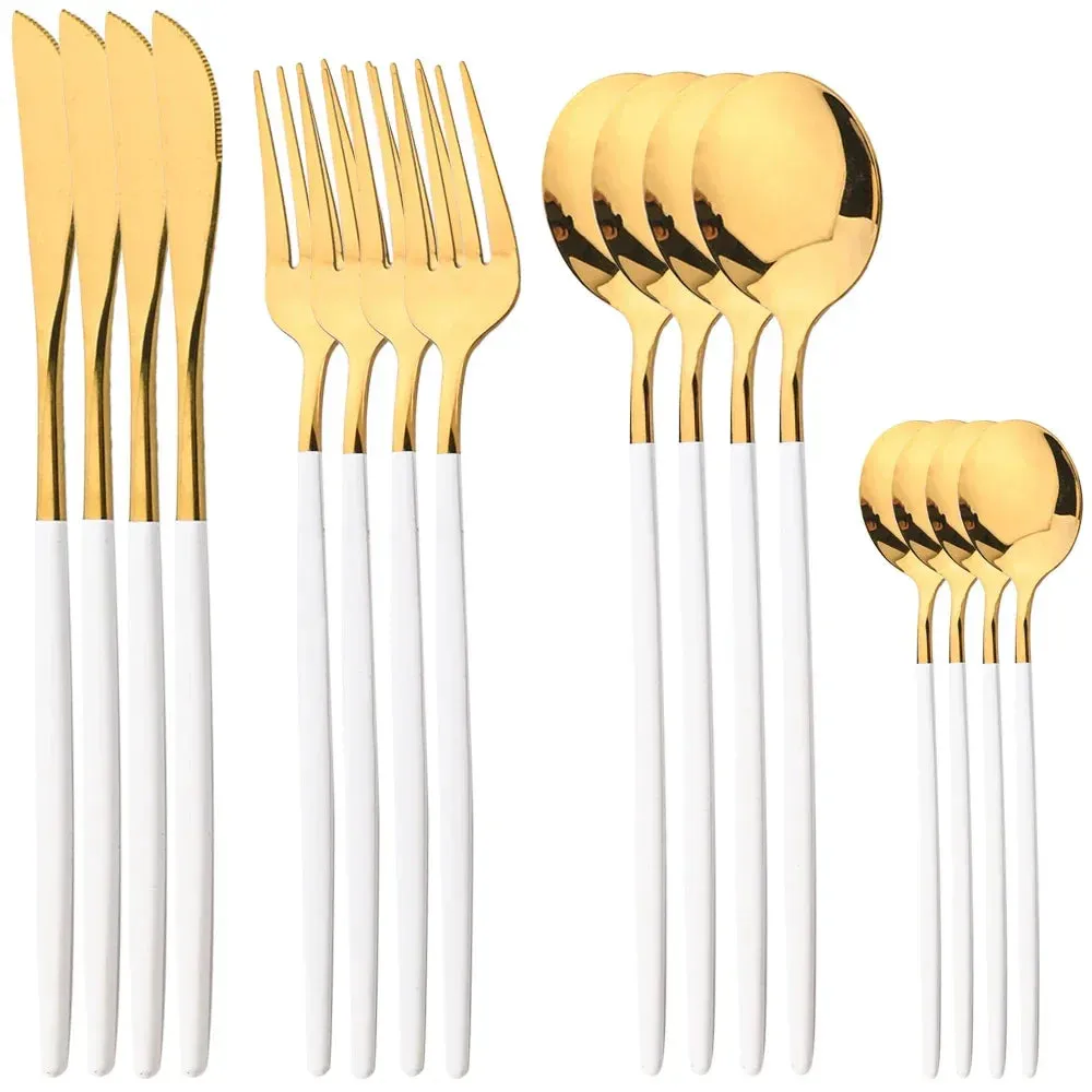16 Piece Stainless Steel Dinnerware Set With Mirror Finish