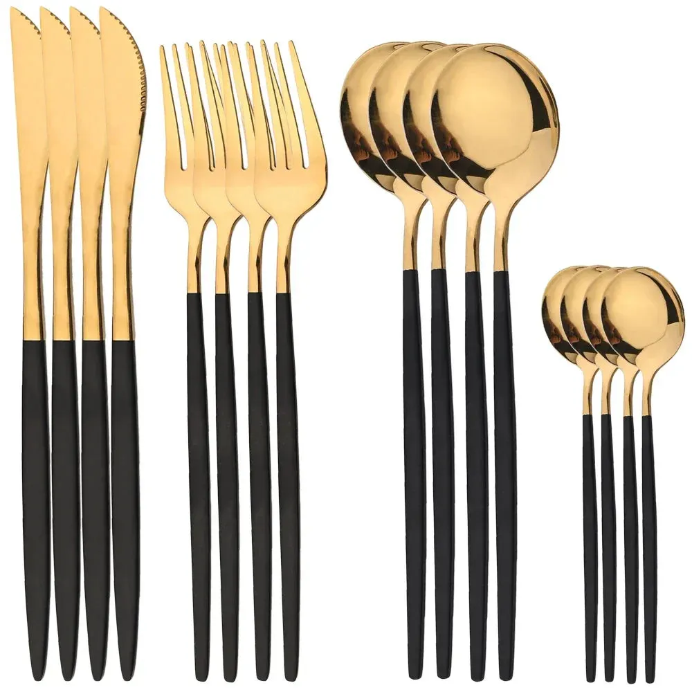 16 Piece Stainless Steel Dinnerware Set With Mirror Finish