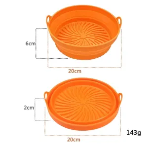 3D Round Air Fryer Silicone Liners | Non-Stick, Reusable Basket Mats for Air Fryers, Ovens, and Microwaves (4 PCS Orange)