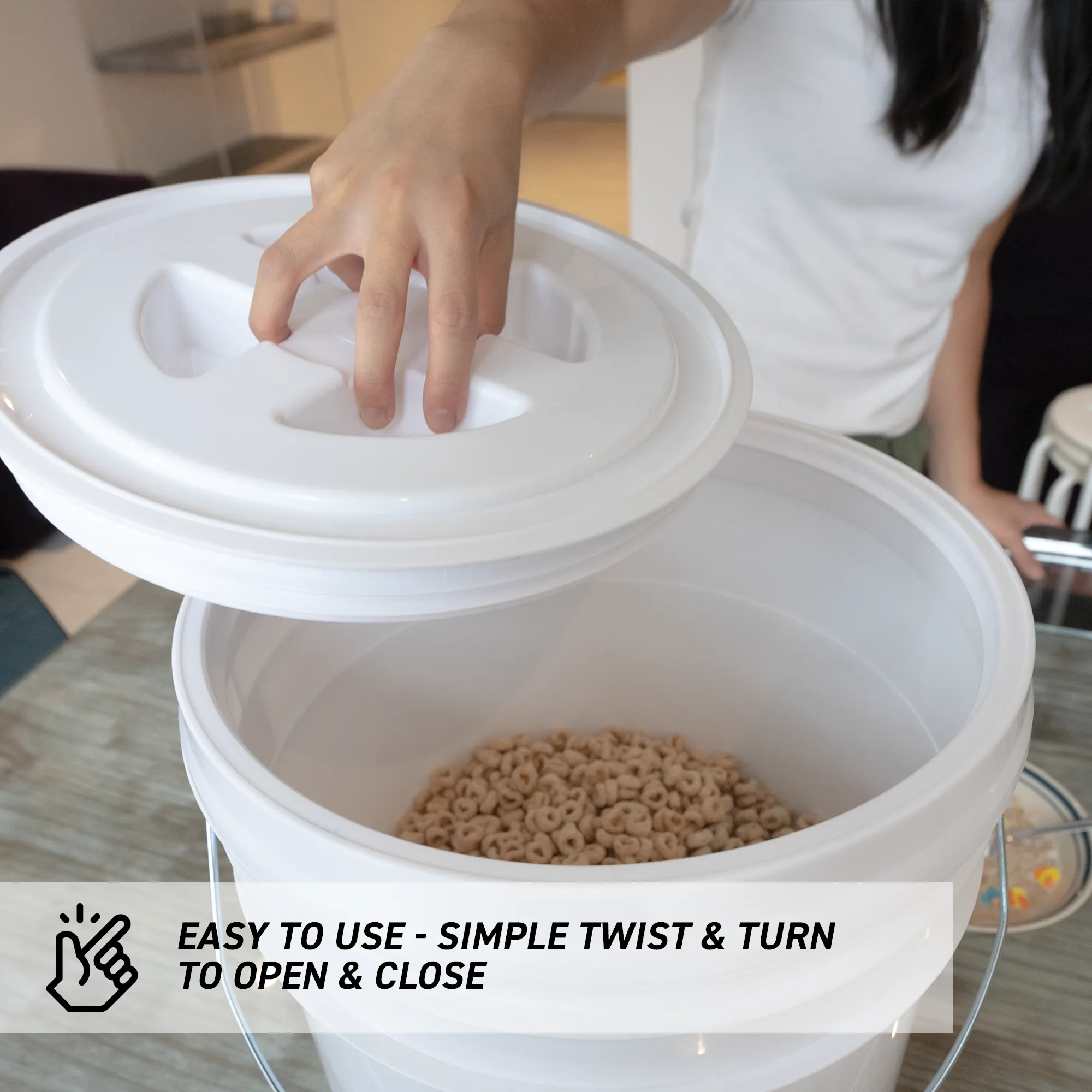 72HRS Dry Food Storage Container with 5 Gallon Bucket and Ready Seal Lid - Black