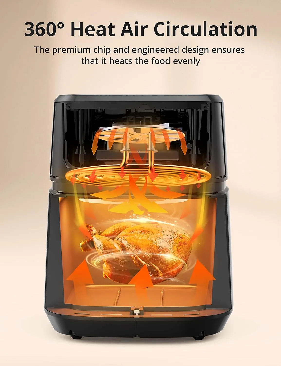 8-in-1 Air Fryer with 5.3 Quart Capacity, Visible Cooking Window and LCD Touch Screen