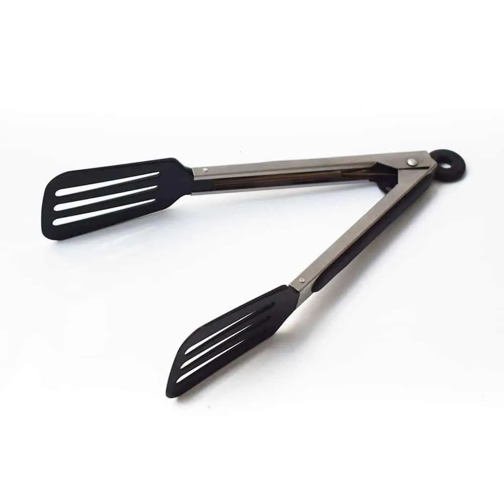 Black Stainless Steel BBQ Tongs