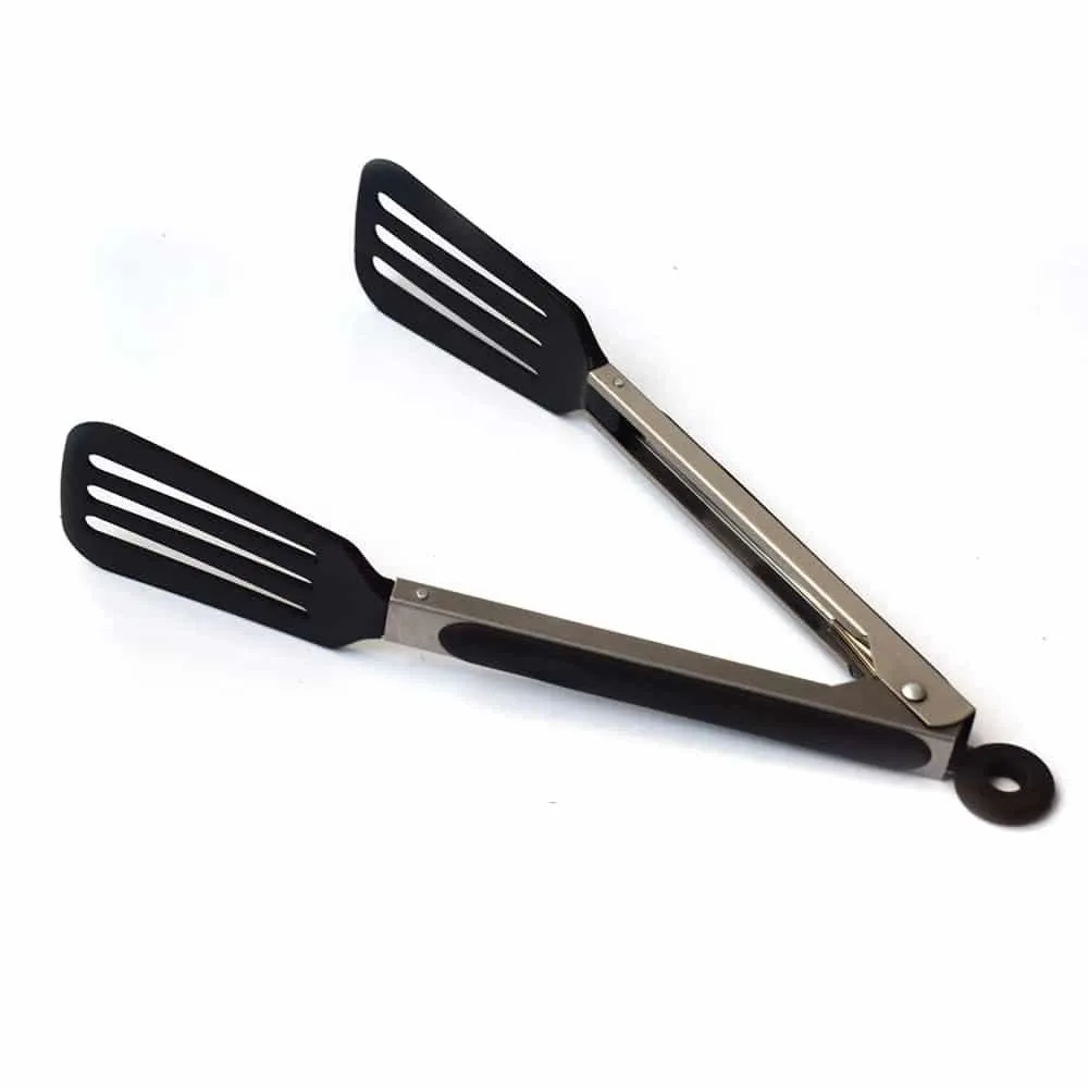 Black Stainless Steel BBQ Tongs