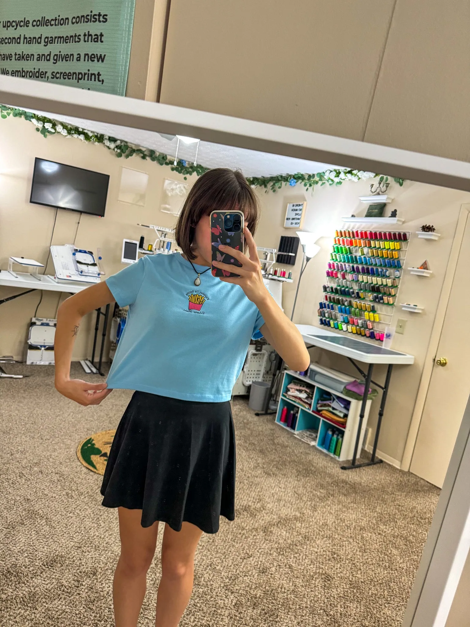Cheese Fries Blue Baby Tee L