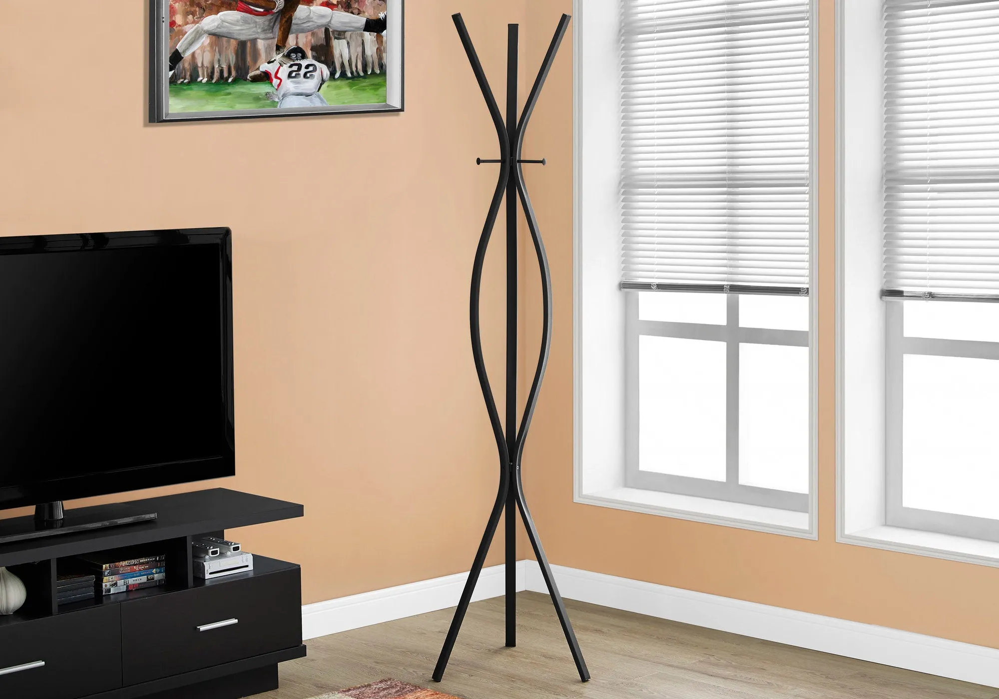 Coat Rack - 72"H / Black Metal Contemporary Style