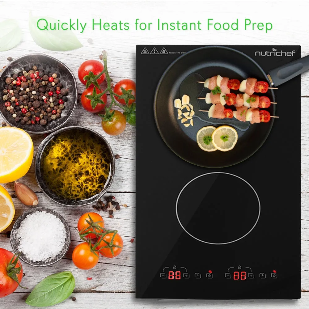 Dual Induction Cooktop - Double Countertop Burner With Digital Display, Adjustable Temp Settings