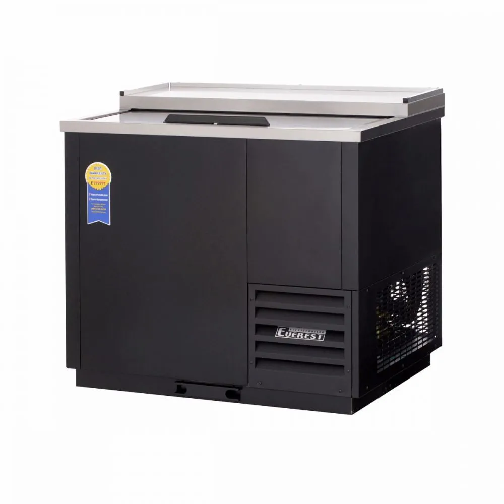 Everest EGC37 36-3/4" Black Solid Slide Lid Glass and Plate Chiller