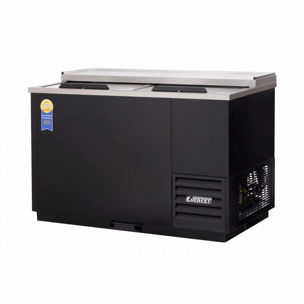 Everest EGC50 49-1/2" Black Solid Slide Lid Glass and Plate Chiller 