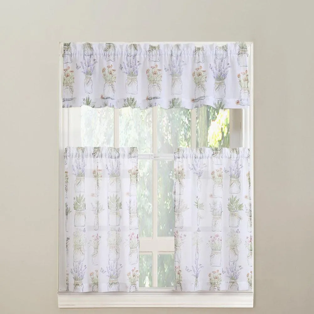 Eve's Garden Sheer Kitchen Tiers and Valance
