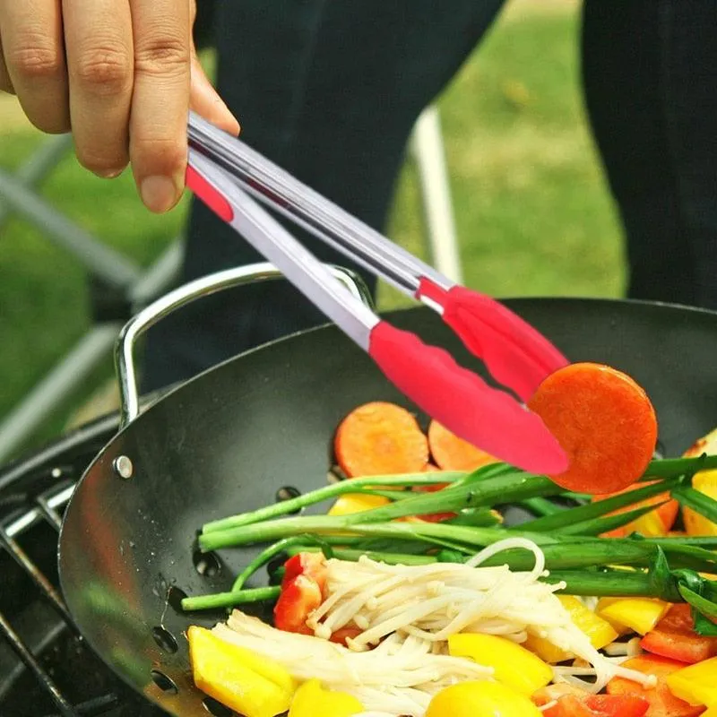 Heat-Resistant Stainless Steel BBQ Food Tongs for Cooking