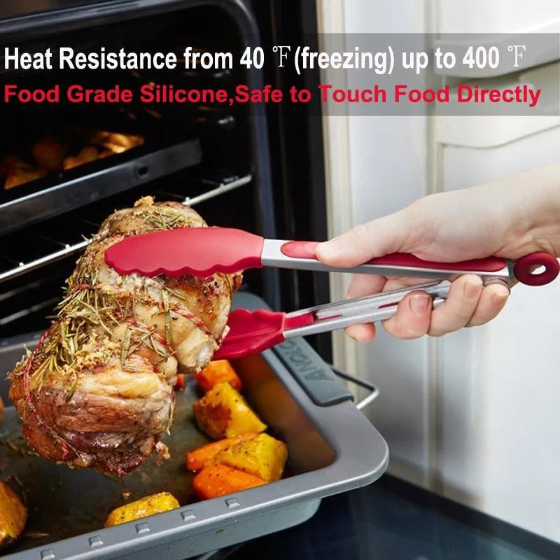 Heat-Resistant Stainless Steel BBQ Food Tongs for Cooking