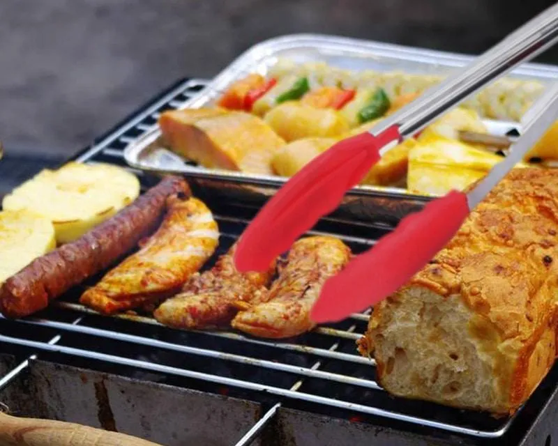 Heat-Resistant Stainless Steel BBQ Food Tongs for Cooking