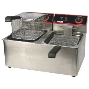 Winco EFT-32 Countertop 32 lb Electric Double Well Fryer