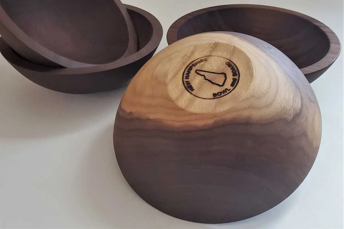 Wood Salad Serving Bowl Set Walnut 7"